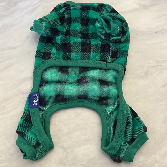 Frisco Dog Plush Cozy Fleeze PJs. Green Plaid. Small NWT! - Picture 3 of 5
